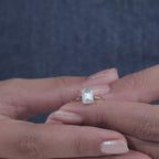 Emerald Lab Grown Solitaire Engagement Ring in Yellow Gold Minimalist Bridal Ring