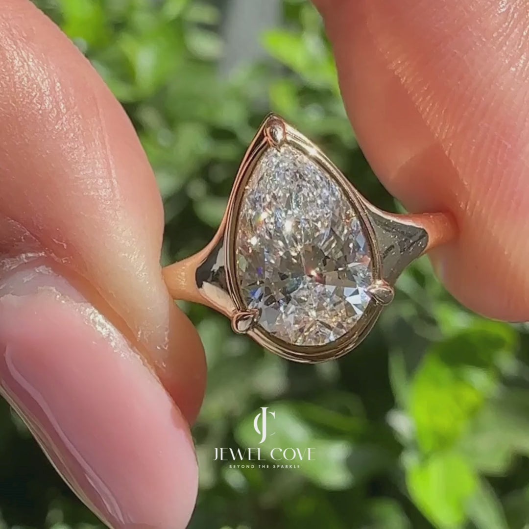 Pear Cut Diamond Ring in Solitaire Setting Lab-Grown Diamond Ring | IGI Certified