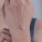 Emerald & Pear Lab Grown Diamond Solitaire Modern Pendant Necklace With Chain