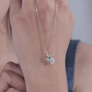 Two Stone Emerald & Pear Lab Grown Diamond Solitaire Pendant With Chain | IGI Certified