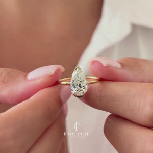 2 CT Pear Moissanite diamond IGI Certified ring | Bezel Setting | IGI Certified | Solitaire Ring