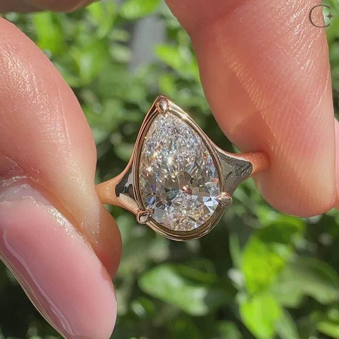 Pear Cut Diamond Ring in Solitaire Setting Lab-Grown Diamond Ring | IGI Certified