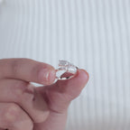 Bypass Moissanite Ring with Emerald-Cut and Tapered Baguette Diamonds, Modern Open-Style Gold Jewelry