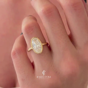 3CT Moval Cut Lab Grown IGI Certified ring | Oval Lab Grown | Bezel Setting | IGI Certified | Solitaire Ring