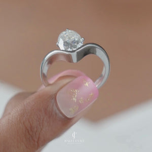 2CT Oval Solitaire Diamond White Gold Ring | Moissanite Diamonds | GRA Certified