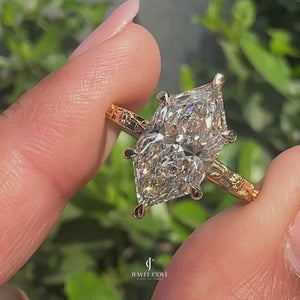 Inspired Dutch Marquise Engagement Ring in Sunflower Design Moissanite Diamond| IGI Certified