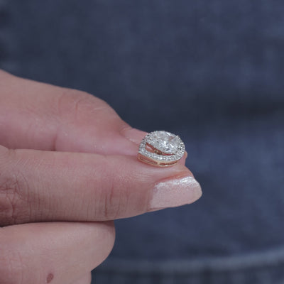 Luxury Pear Moissanite Diamond Stud Earrings with Halo Timeless Jewelry