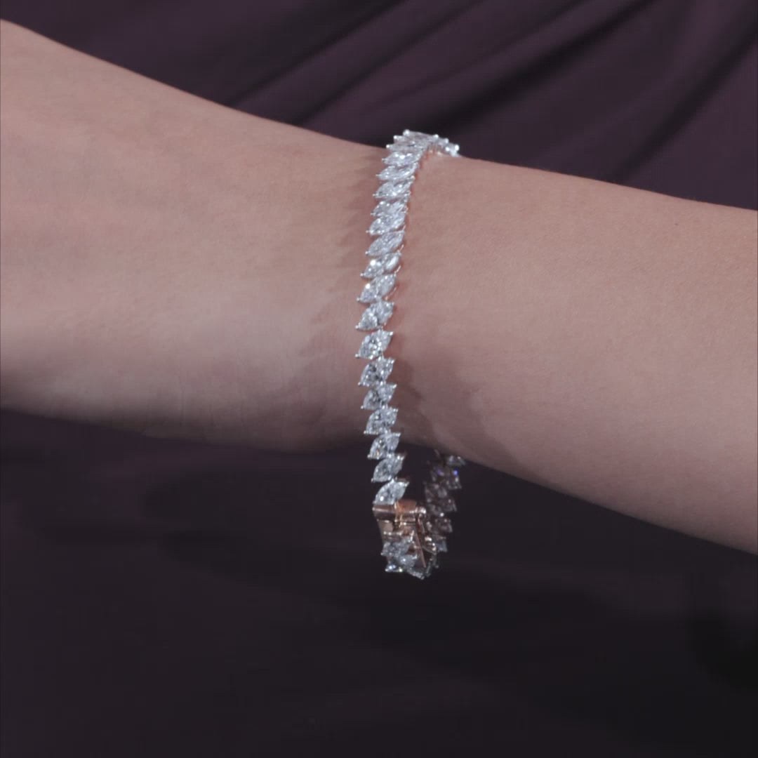 Exquisite Marquise Cut Lab Grown Diamond Bracelet Wedding Jewelry Collection, Engagement Bracelet