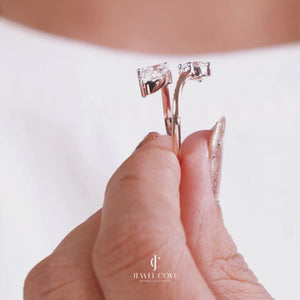 3 Stone Round & Marquise Diamond Ring | 14K Rose Gold | Lab Grown Diamonds | IGI Certified
