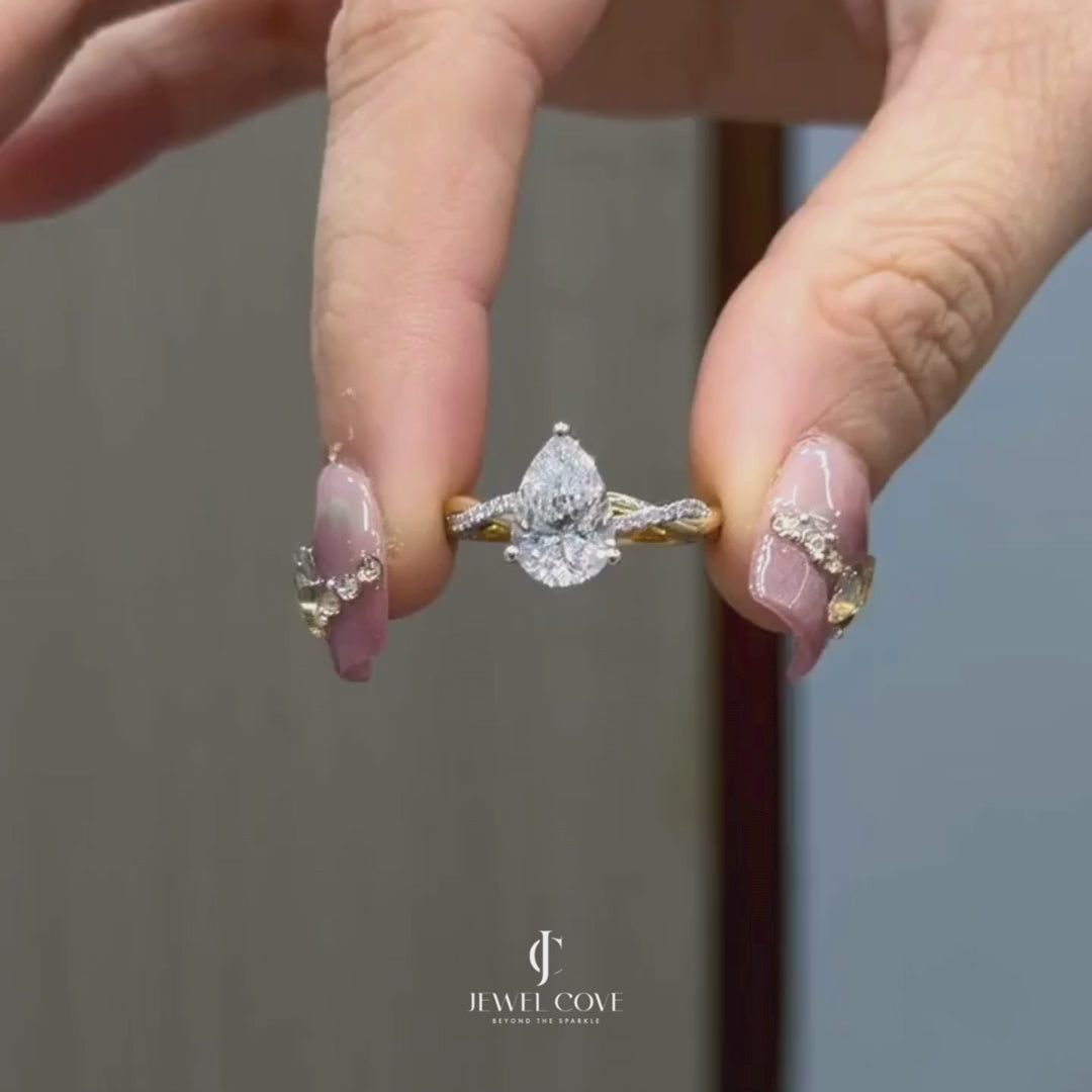 2CT Pear Split Shank Engagement Ring | Lab Grown Diamonds | IGI Certified