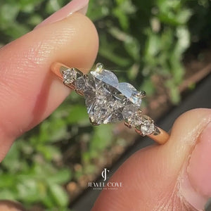 5 Stone Heart Cut Diamond Wedding Ring | Lab Grown Diamonds | IGI Certified